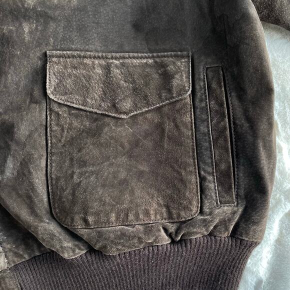 🔥VTG Global Identity G III Suede Bomber Jacket Rusty Brown Moto Utility XXL - Picture 13 of 15